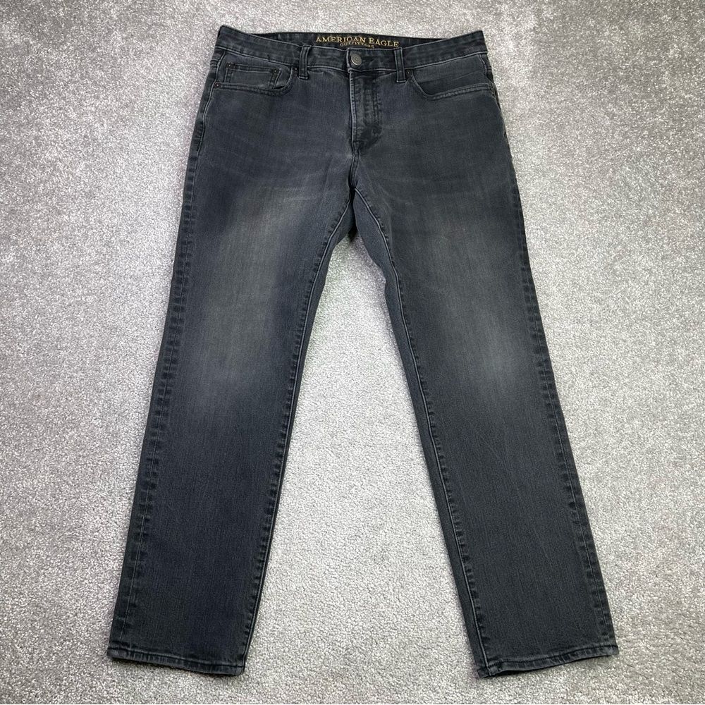 American Eagle Extreme Flex Jeans Men's 32X27 Black Slim Straight Mid-Rise